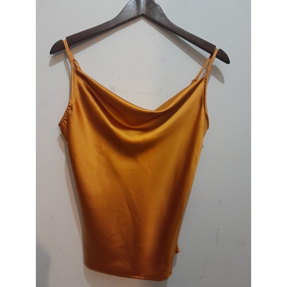 Womens Cowl Neck Cocktail Date Night Garnet Jewel Satin Size Small Camisole Top